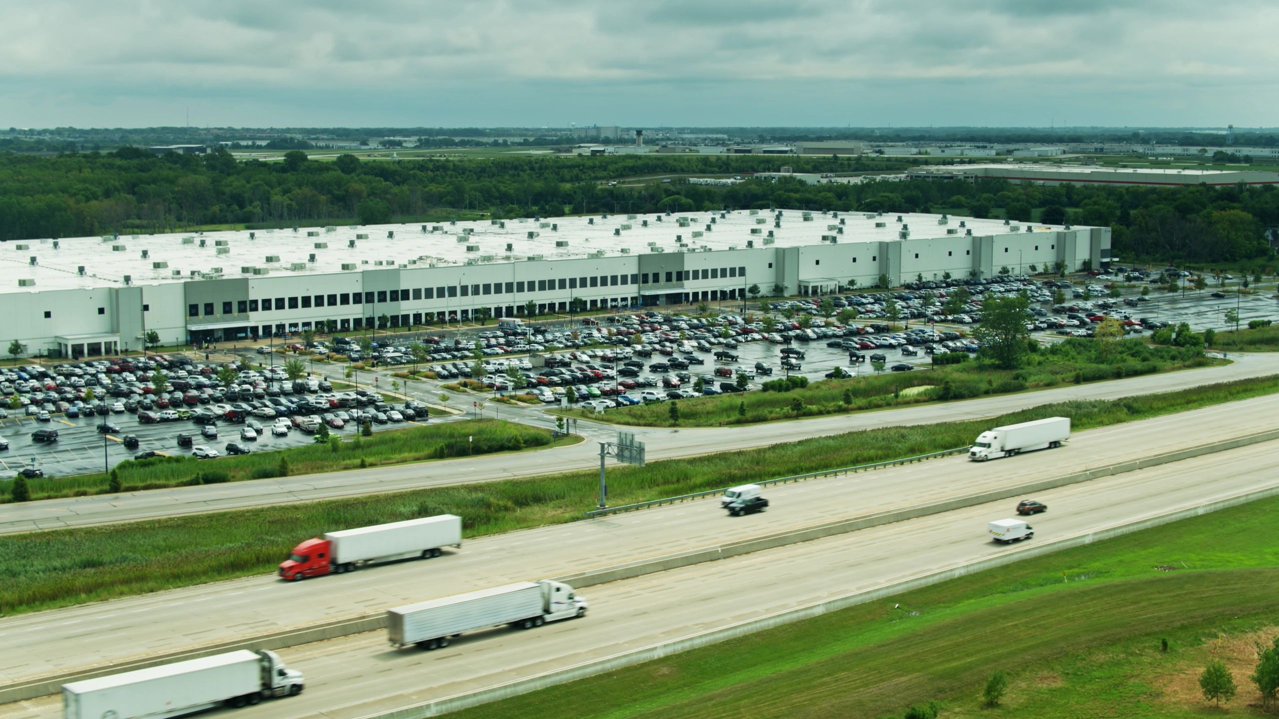 Aerial view of a commercial distribution facility