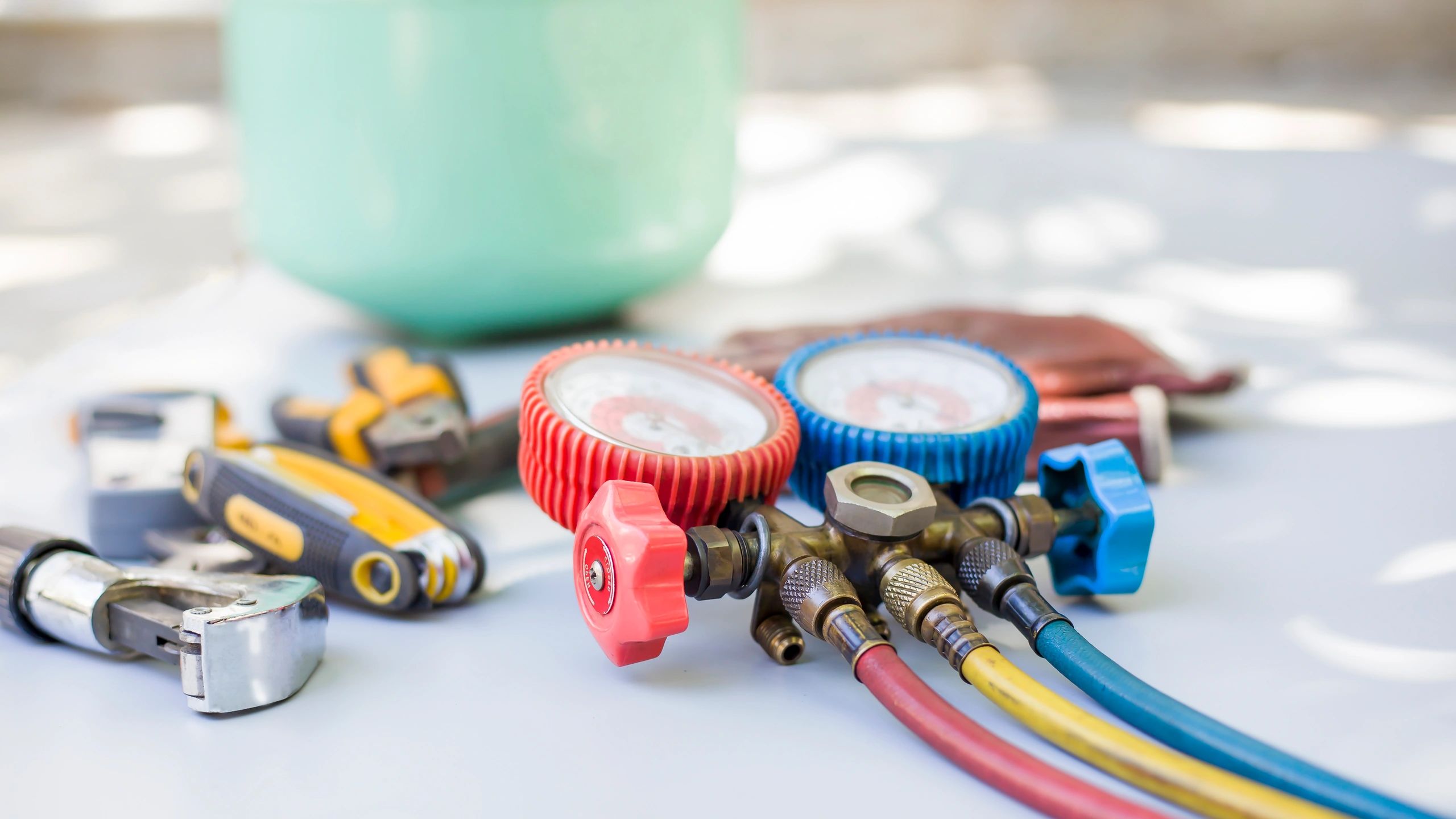 Air conditioning repair tools and gauges