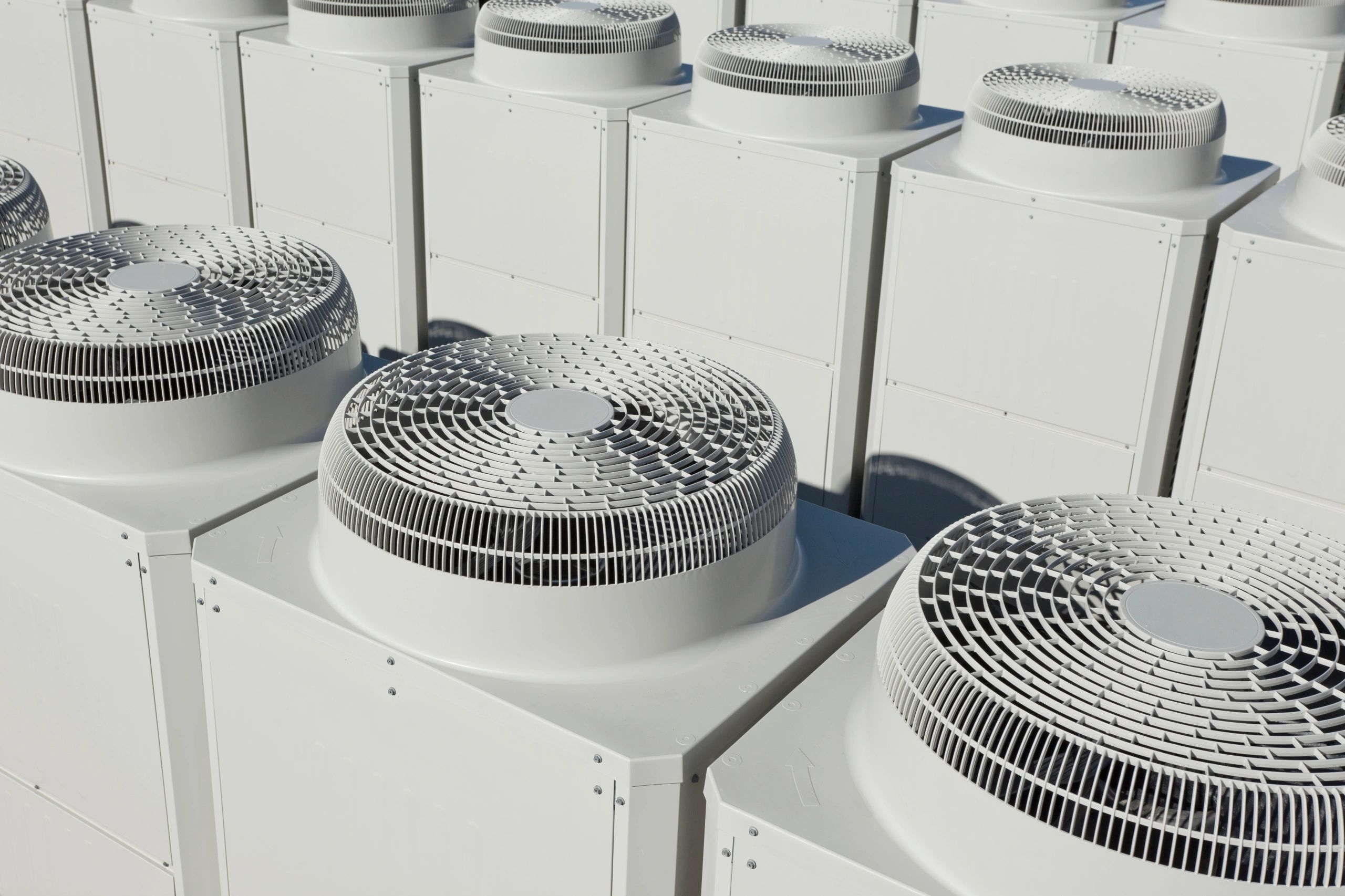 Rooftop HVAC units on a commercial building
