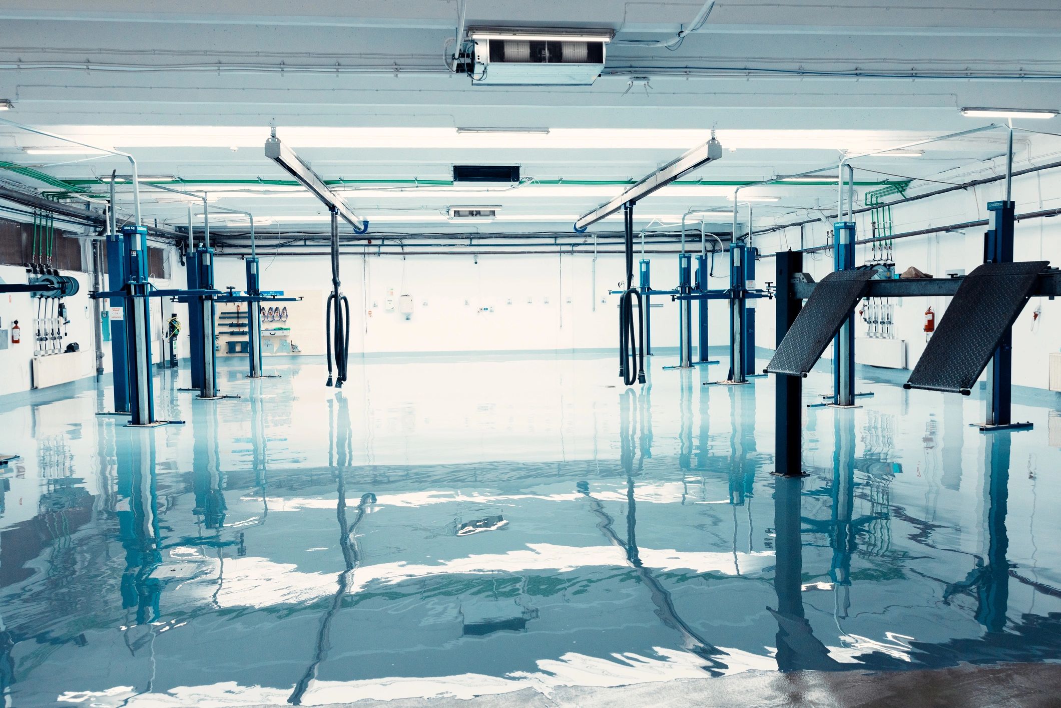 Clean commercial service bay representing a well-maintained facility